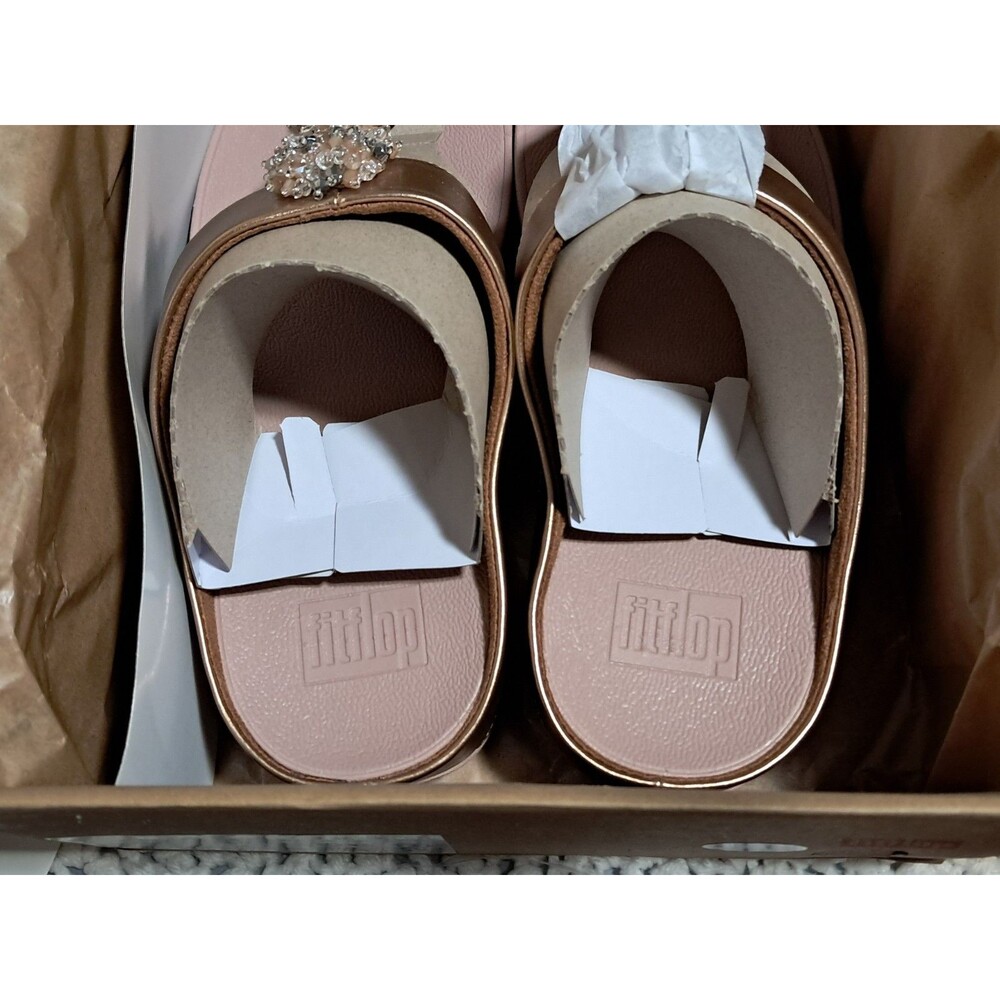 FitFlop Galaxy  Toe-Thong Slip Sandals Wedge Rose Gold US 10 EUR 41 NIB - Picture 7 of 16